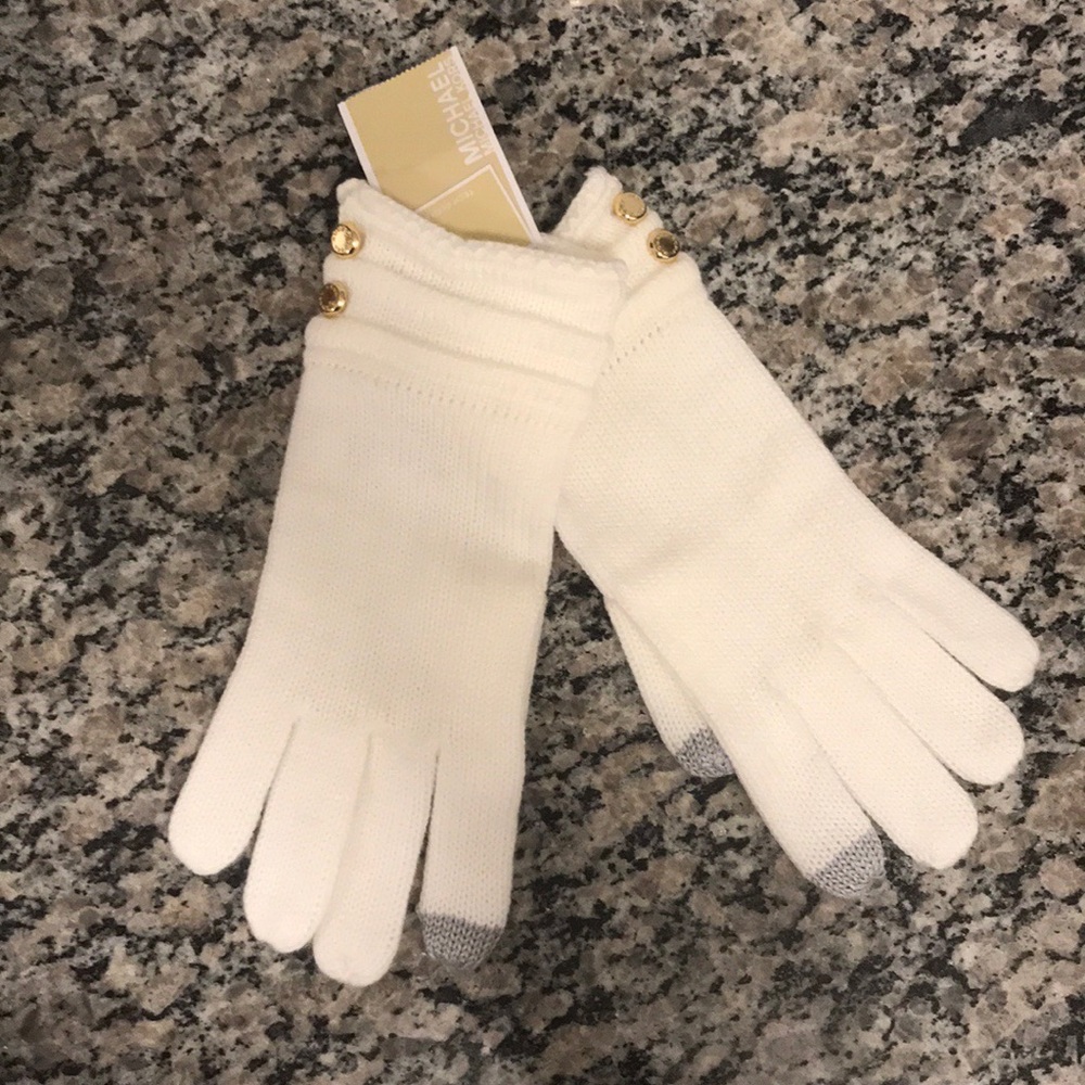 Michael Kors white tech gloves